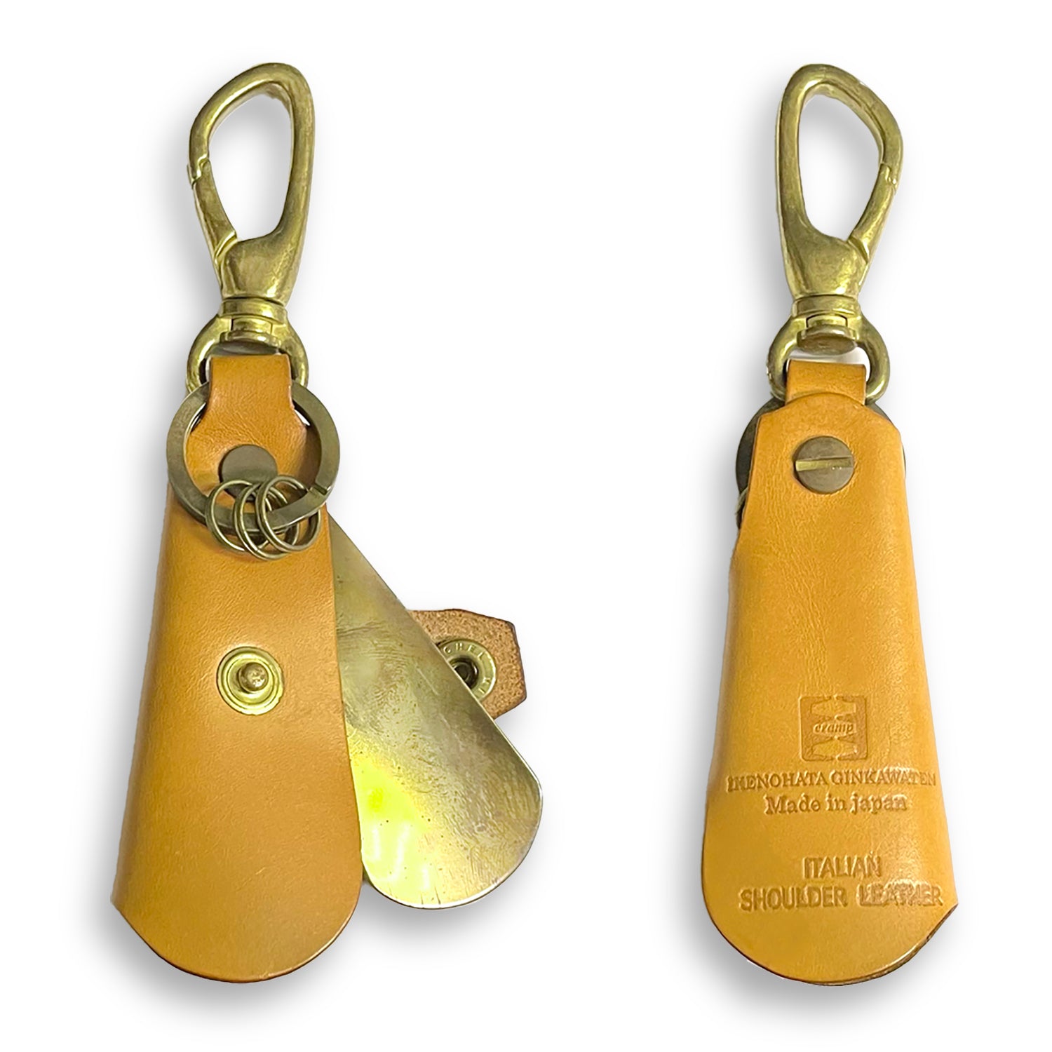 Cramp Italian Leather Shoehorn Keychain
