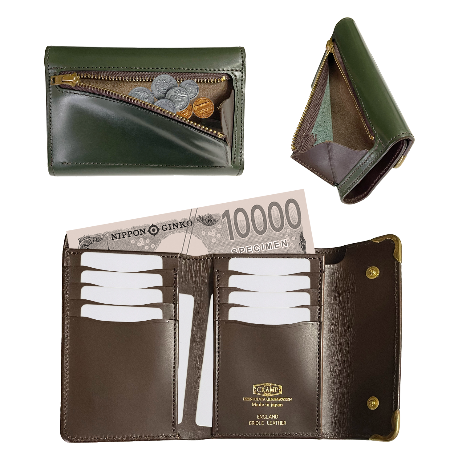 Cramp UK Bridle Leather Side Hardware Middle Wallet