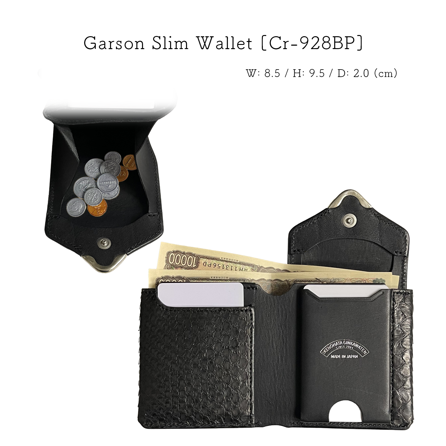 Black Python Garson Slim Wallet[Cr-928BP]