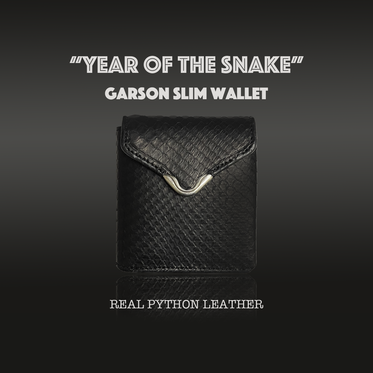 Black Python Garson Slim Wallet[Cr-928BP]